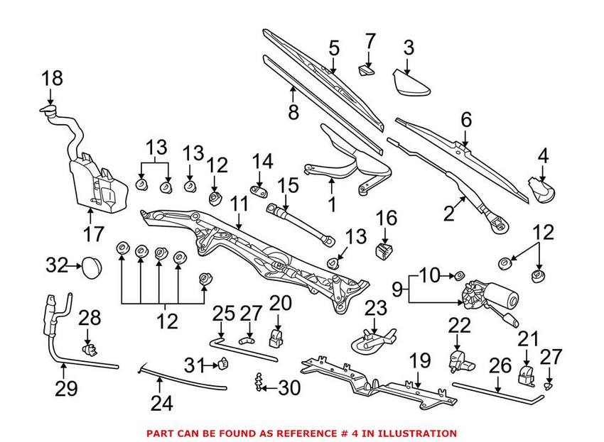 BMW Windshield Wiper Arm Cover - Driver Side 61618360249